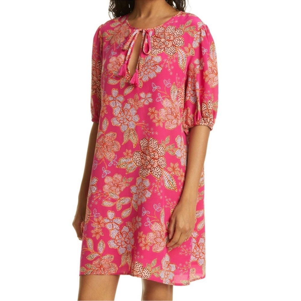 Johnny Was Vibrant Pink Floral Mini Dress